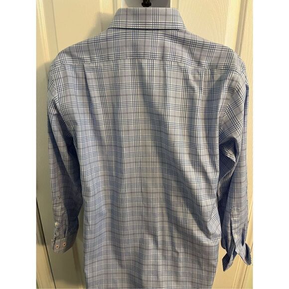 Lorenzo Uomo Blue Plaid Dress Shirt. Size 16 - Picture 7 of 7